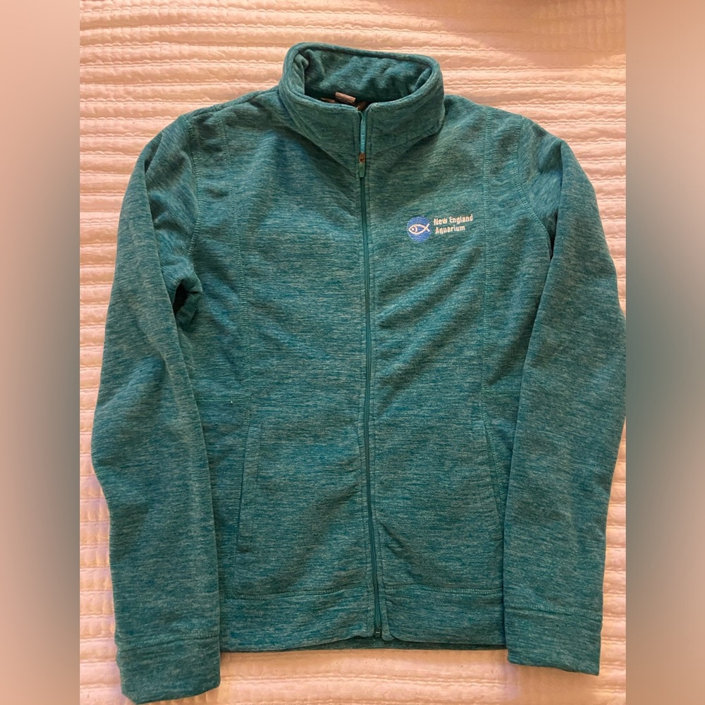 S New England Aquarium Teal Fleece Zip Up